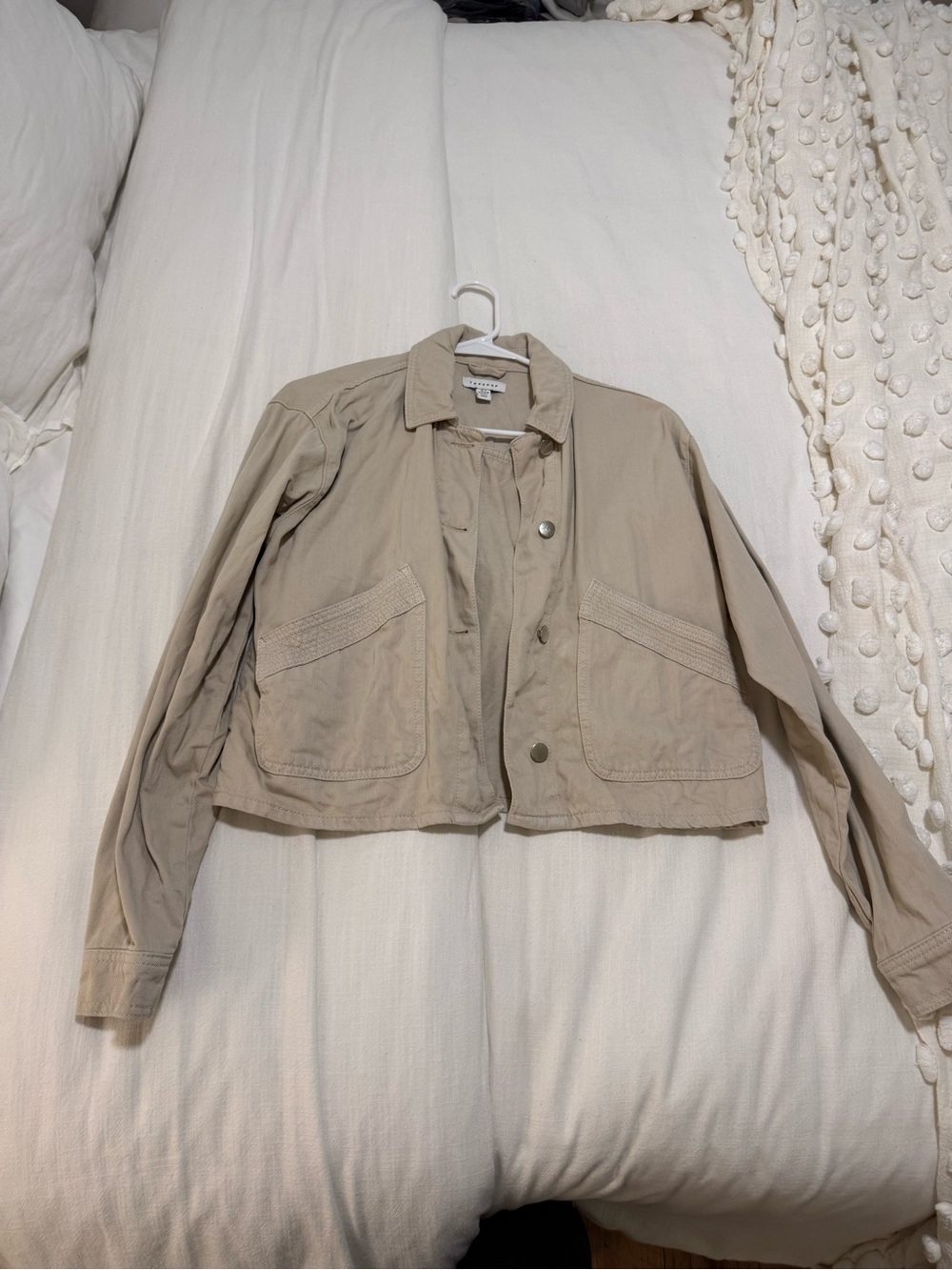 Topshop Beige Utility Cropped Jacket